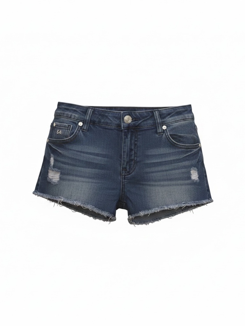 Material Girl Dark Indigo Distressed Denim Shorts